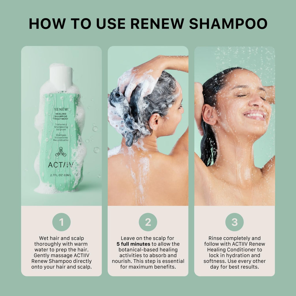 ACTIIV Renew Healing Shampoo Treatment | Plant-Based, Color-Safe Care for Damaged Hair (80 mL)
