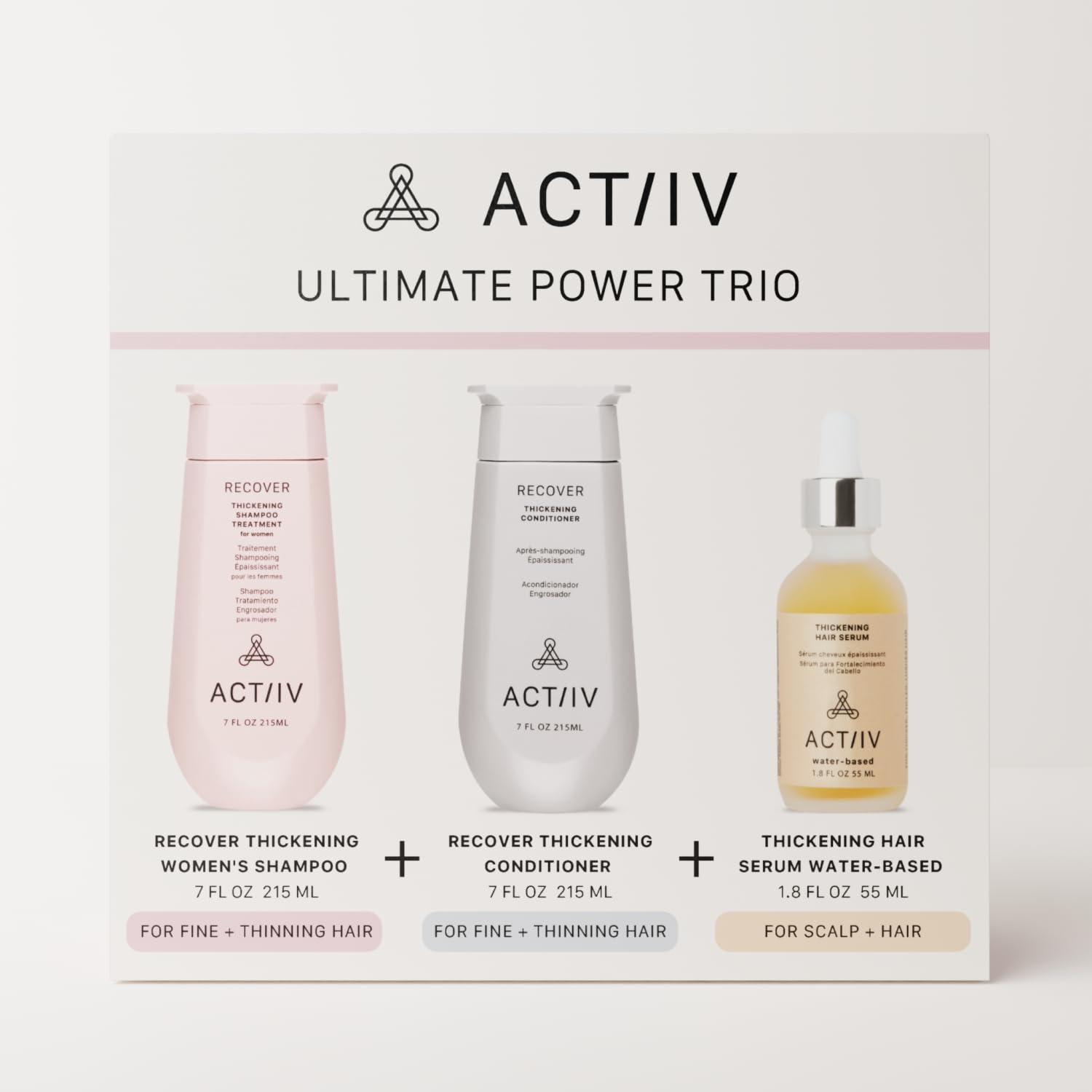 ACTIIV Ultimate Power Trio for Women – Fuller Hair, Scalp Care, Vegan & Color-Safe