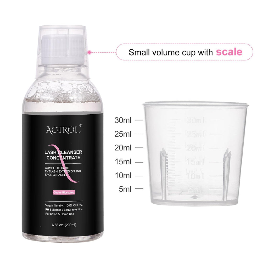 ACTROL Eyelash Cleanser Concentrate 200ml – Cherry Blossoms, Paraben & Sulfate Free, DIY Lash Shampoo (Makes 20 Bottles)