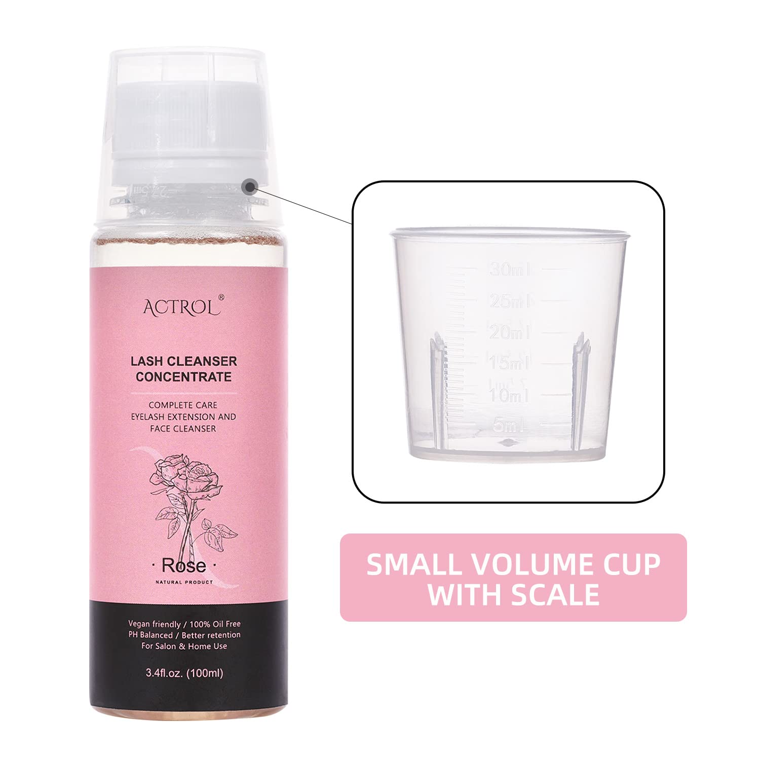 ACTROL Eyelash Shampoo Concentrate 100ml – Lash Extensions Cleanser for Salon & Home