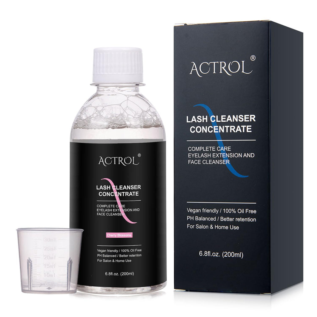 ACTROL Eyelash Cleanser Concentrate 200ml – Cherry Blossoms, Paraben & Sulfate Free, DIY Lash Shampoo (Makes 20 Bottles)