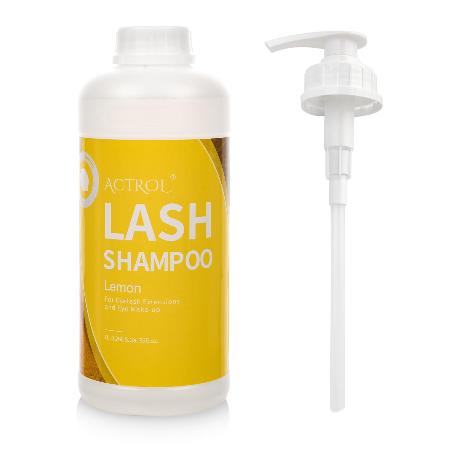 ACTROL Eyelash Extension Cleanser Lemon 1L – Gentle Foaming Lash Shampoo for Salon & Home