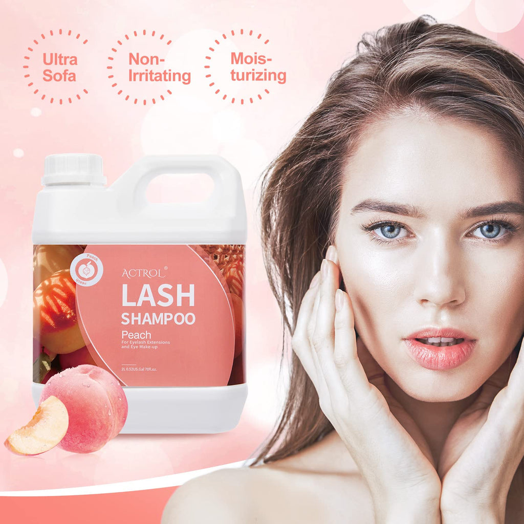 ACTROL Eyelash Extension Cleanser Peach 2L – Natural Lash Shampoo, Paraben & Sulfate Free