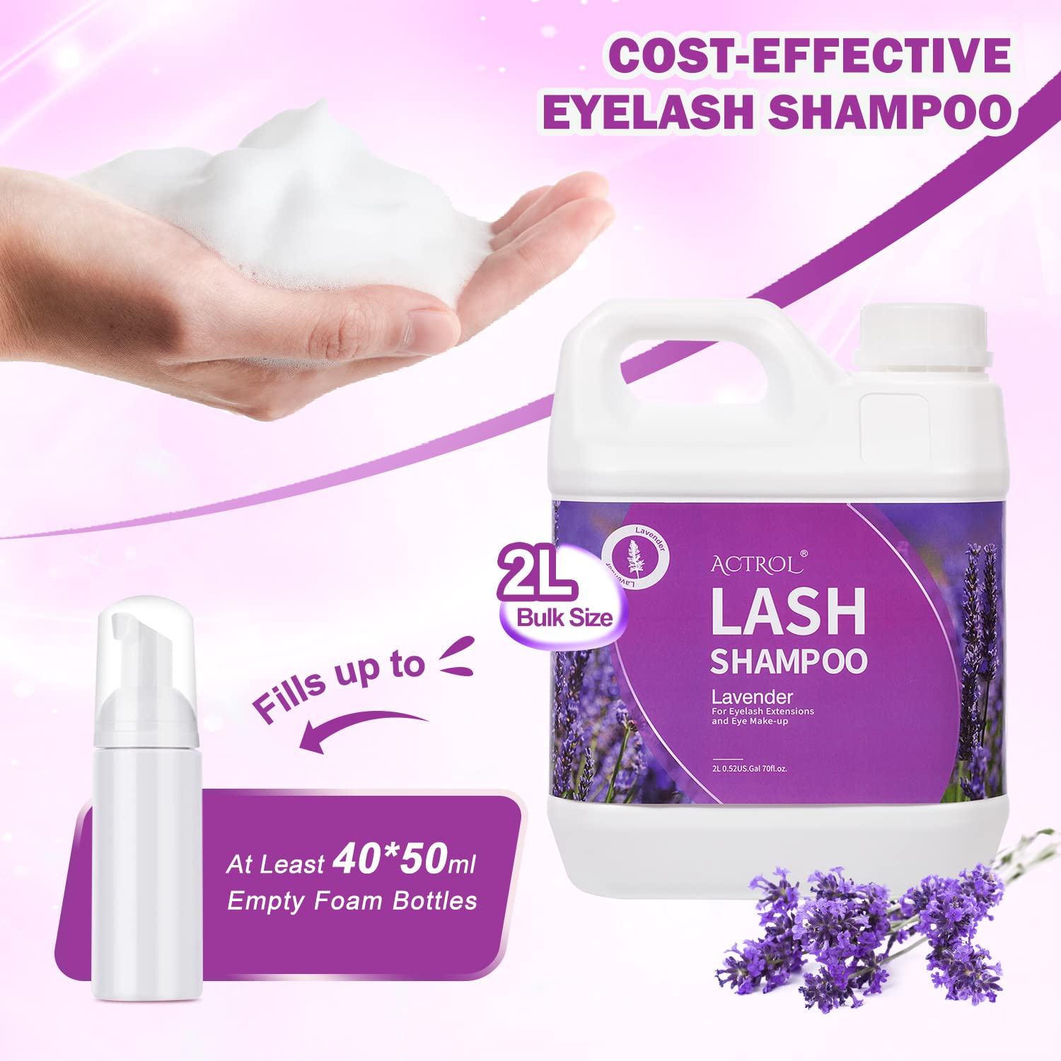 ACTROL Eyelash Extension Cleanser Lavender 2L – Paraben & Sulfate Free