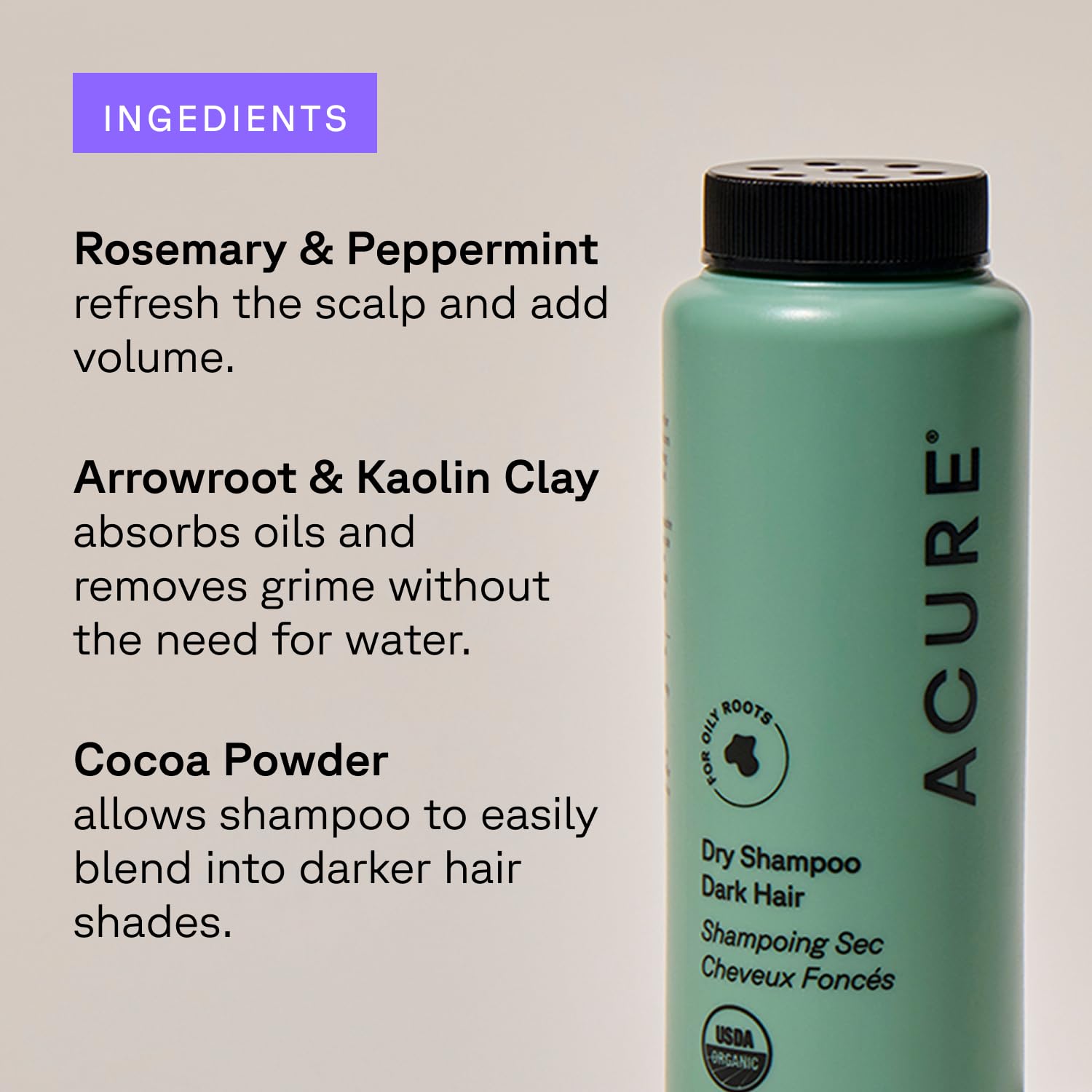 Acure Dry Shampoo Travel Size 2 Pack for Brunette & Dark Hair | Vegan
