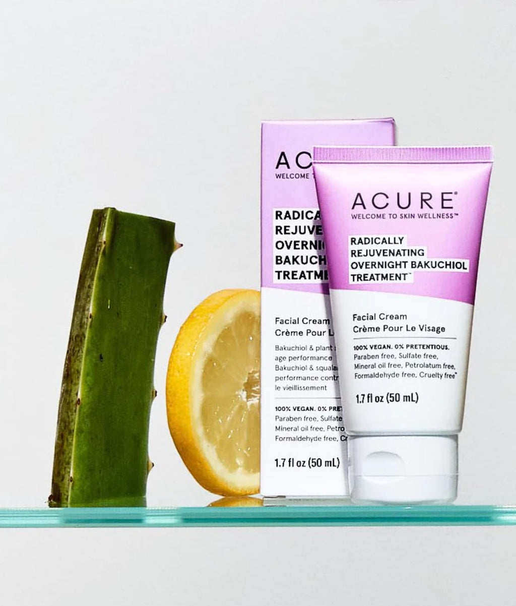 Acure Radically Rejuvenating Bakuchiol Facial Cream – Plant Squalane Night Treatment, 1.7 fl oz