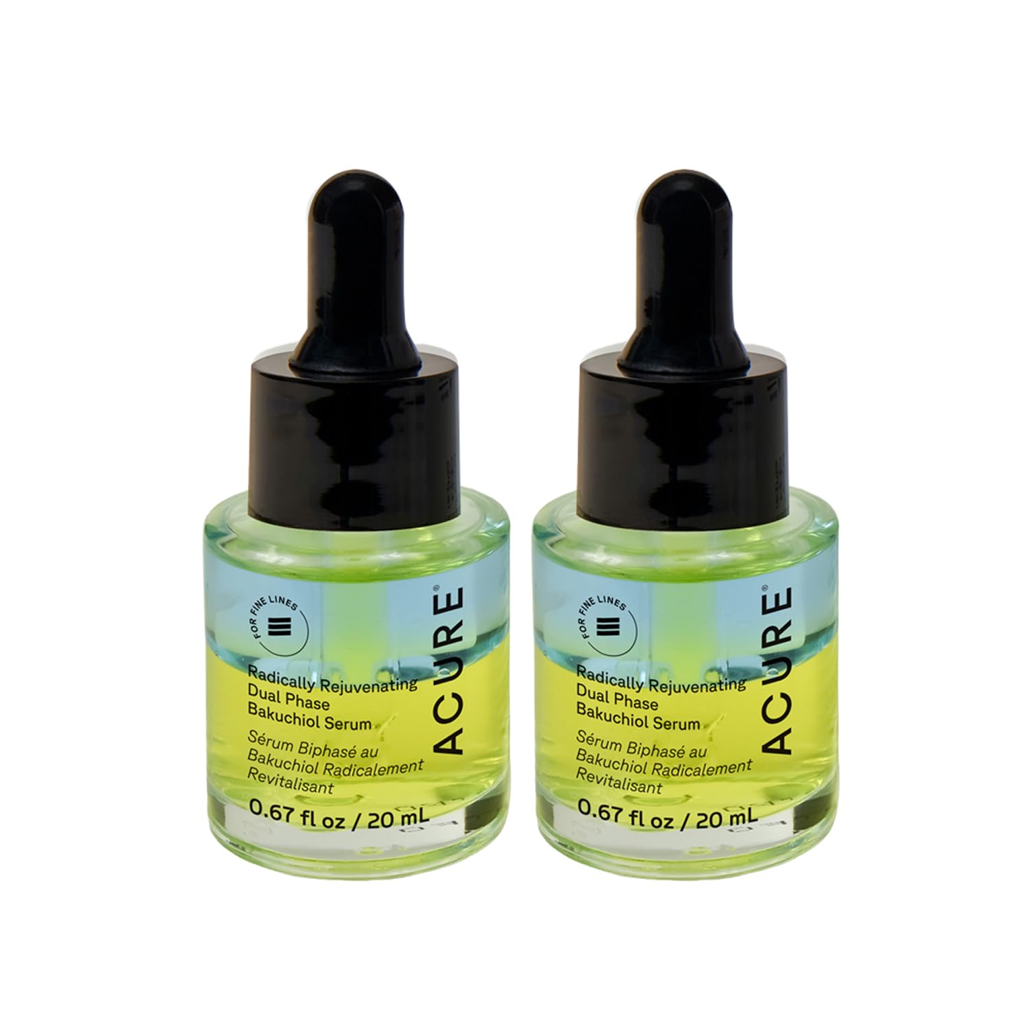 Acure Radically Rejuvenating Dual Phase Bakuchiol Serum – 0.67 fl oz x2, Anti-Aging Retinol Alternative