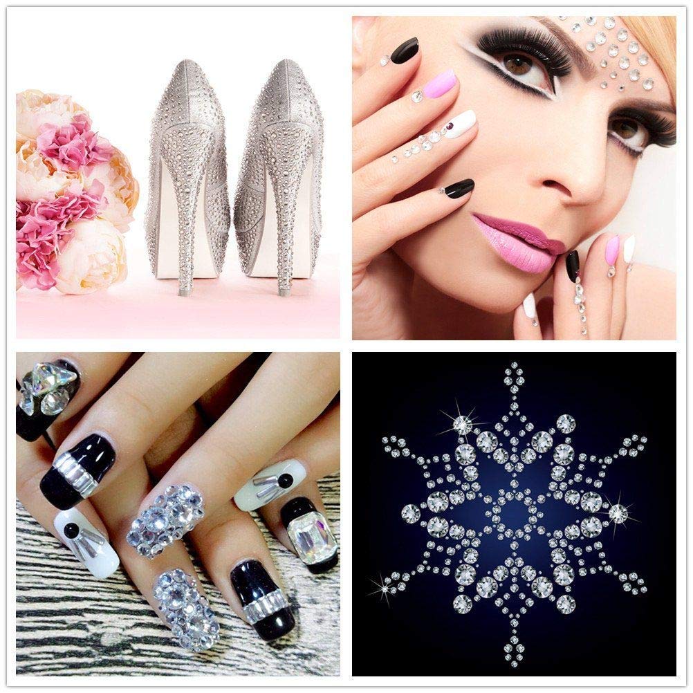 AD Beads 4300 Pieces Flat Back Nail Art Rhinestones – Royal Blue, 6 Sizes, Storage Box