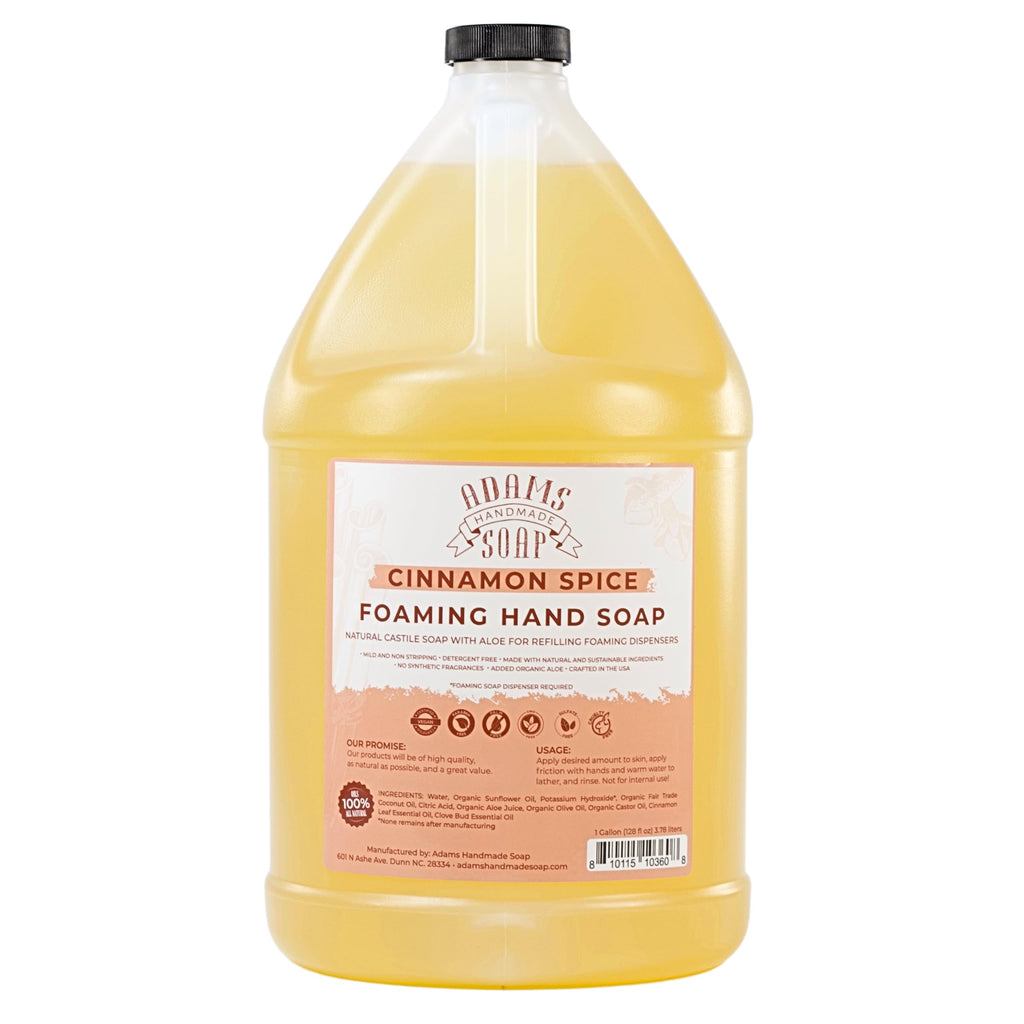 Adams Handmade Soap Liquid Foaming Soap 1 Gal – Cinnamon Spice | Gentle, Eco-Friendly Castile