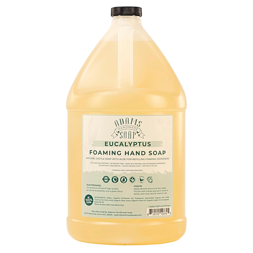 Adams Handmade Soap Liquid Foaming Soap 1 Gal – Eucalyptus | Gentle, Eco-Friendly Castile Soap