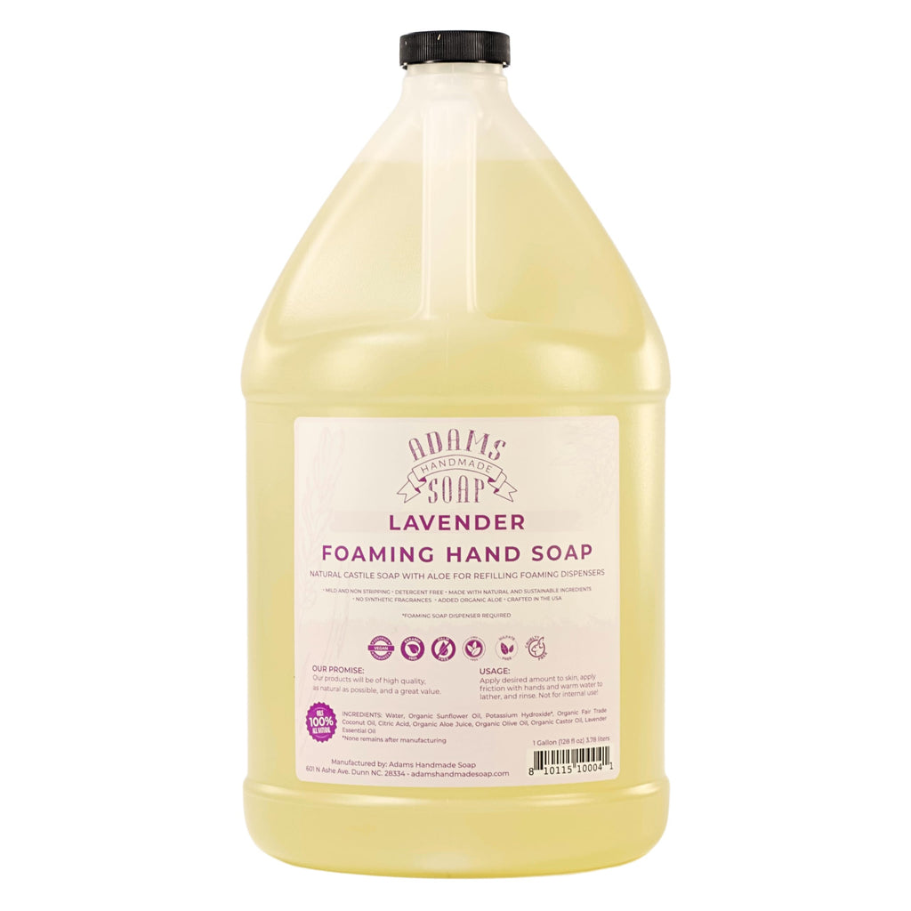 Adams Handmade Soap Liquid Foaming Soap 1 Gal – Lavender, Pre-Diluted & Eco-Friendly