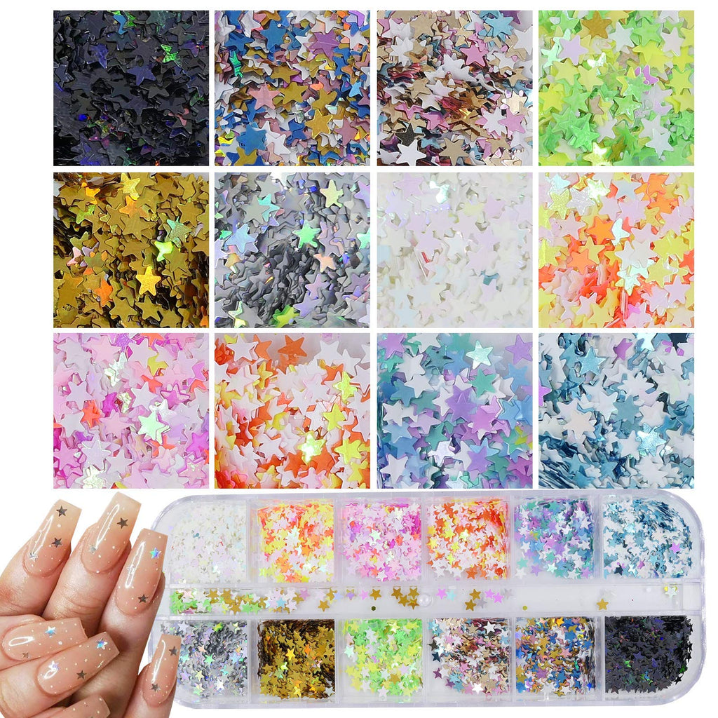 AddFavor 4-Box Holographic Nail Sequins Set – Butterfly, Star, Hearts & More