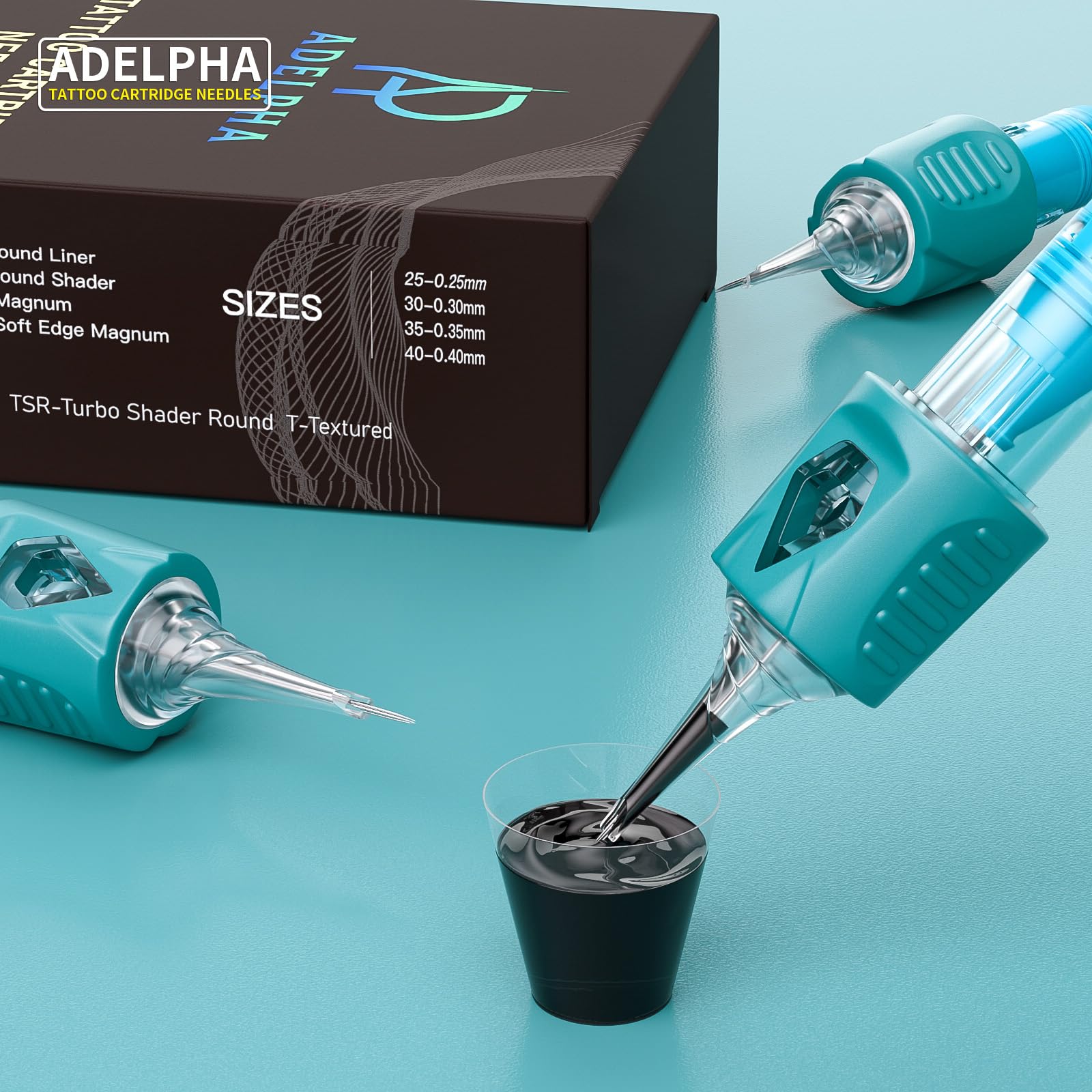 ADELPHA 1223RM Tattoo Cartridge Needles – 20 Pcs Standard Round Magnum with Membrane