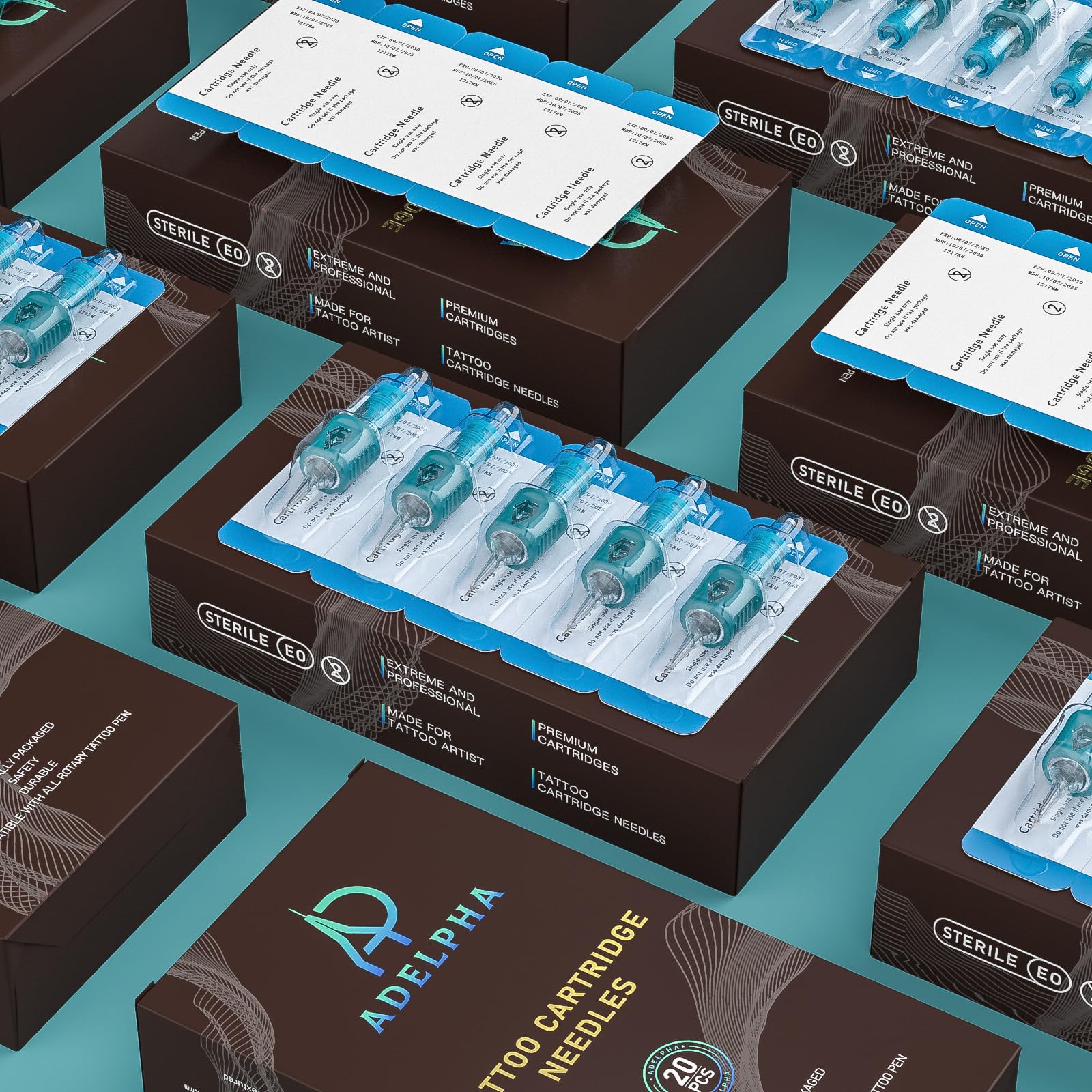 ADELPHA 1223RM Tattoo Cartridge Needles – 20 Pcs Standard Round Magnum with Membrane