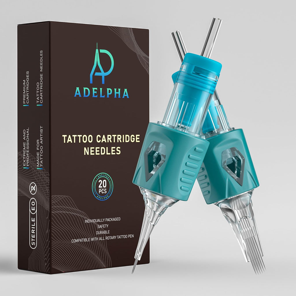 ADELPHA 1223RM Tattoo Cartridge Needles – 20 Pcs Standard Round Magnum with Membrane