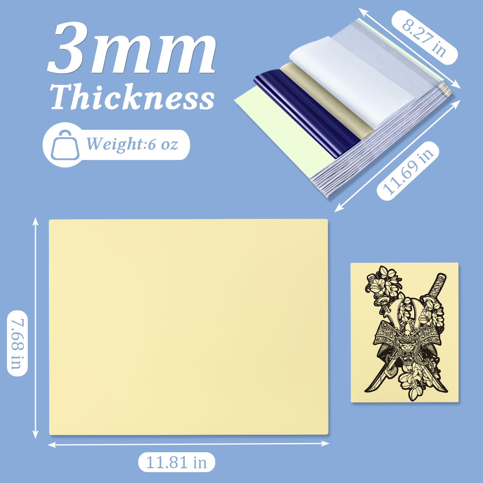 ADELPHA 30-Pcs Tattoo Practice Skins Kit with 10 Realistic Fake Skins 7.68x11.61 and 20 Layered Transfer Papers for Beginners and Pros