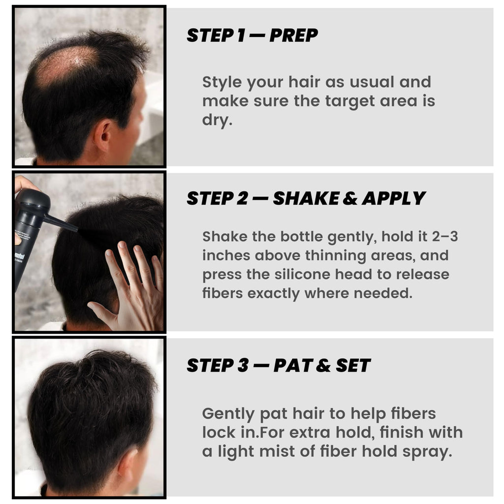 Adglamful Hair Fibers for Thinning Hair – Spray Applicator, Long-Lasting Coverage (Grey, 30g)