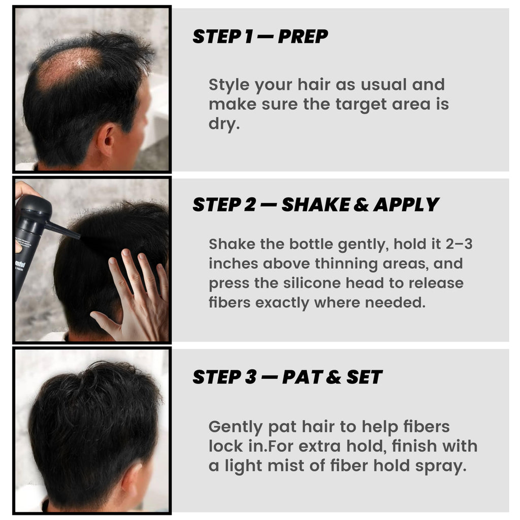 Adglamful Hair Fibers for Thinning Hair — Undetectable Coverage (Black, 30g)