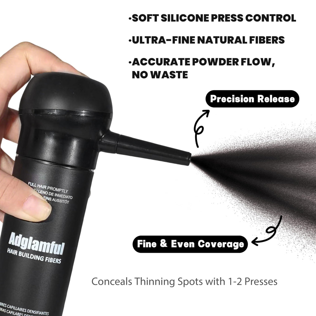Adglamful Hair Fibers for Thinning Hair – Spray Applicator, Long-Lasting Coverage (Grey, 30g)