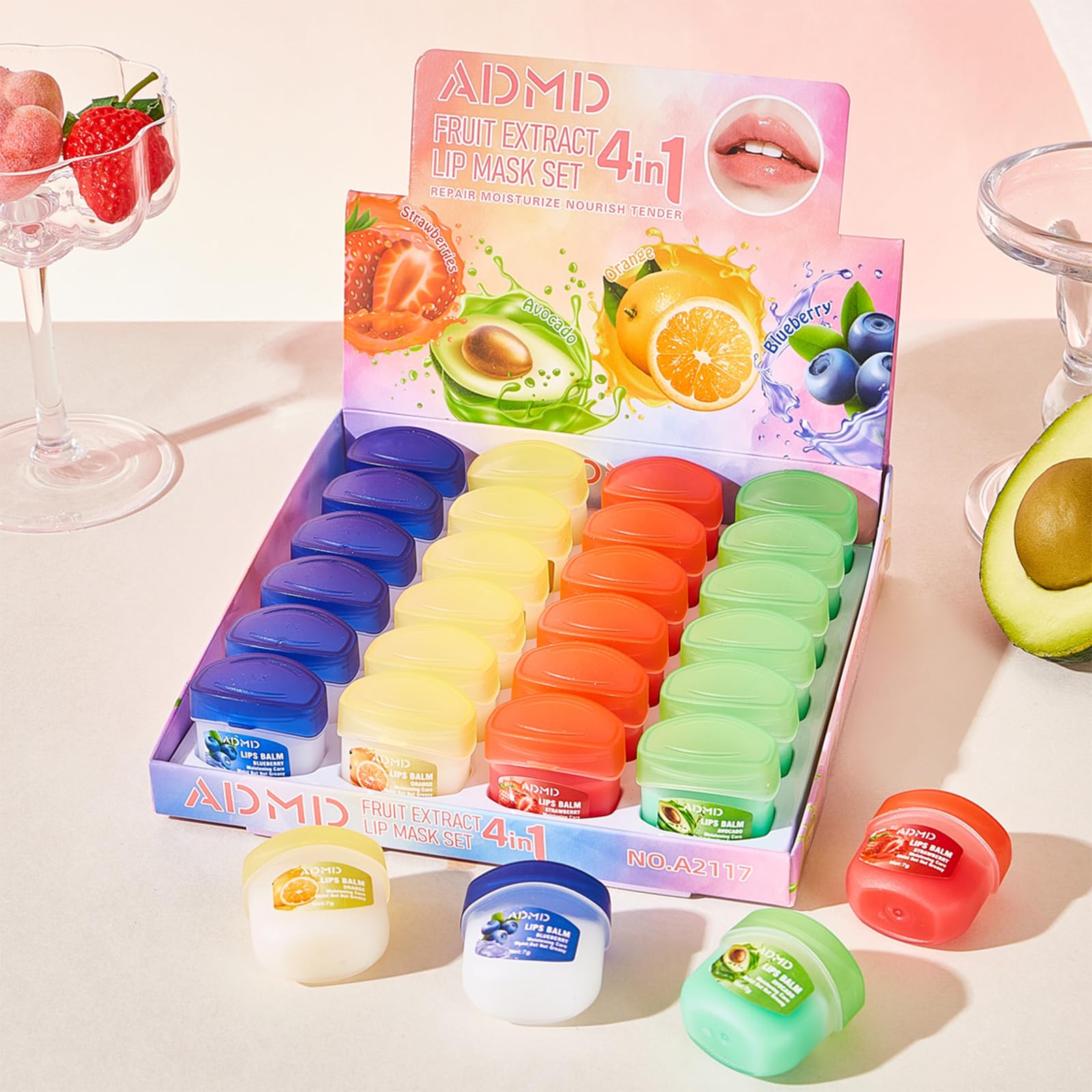 ADMD 24-Pack Lip Balm Bulk – Fruit Flavors, Hydrating Lip Care Set