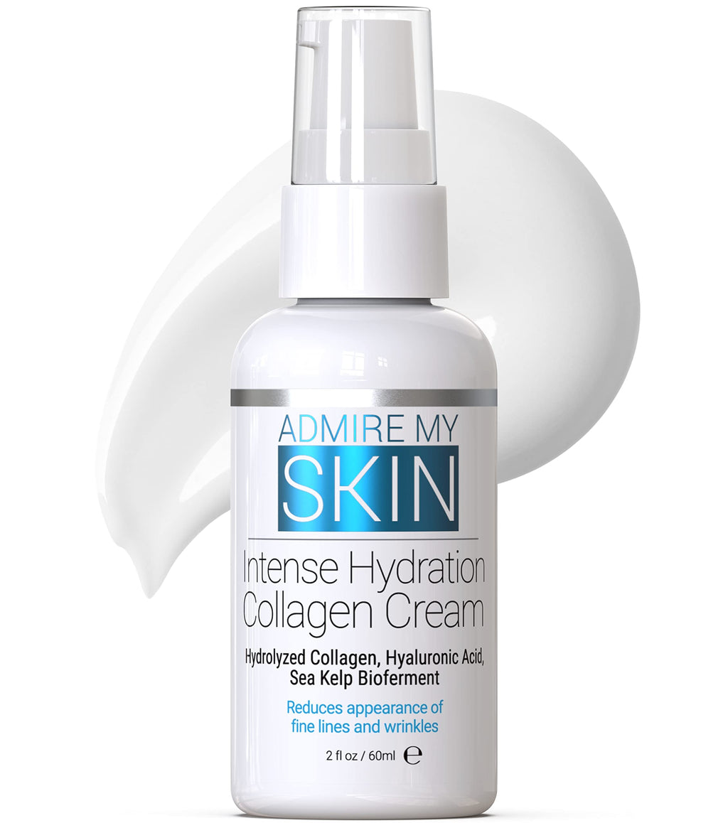 Admire My Skin Collagen Cream Moisturizer for Dry Skin | Hyaluronic Acid & Non-Comedogenic Hydration | 2oz