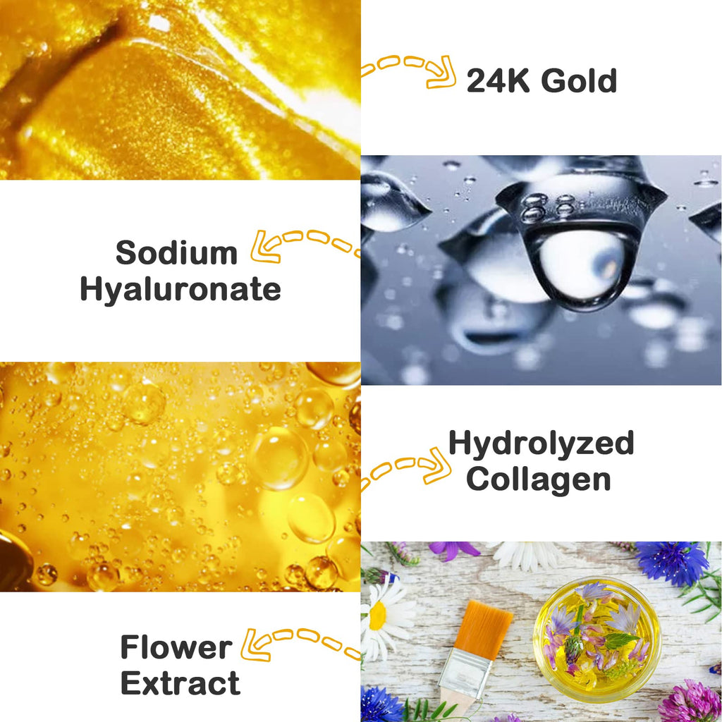 Adofect 12 Pack 24K Gold Gel Facial Masks | Anti-Aging, Hydration & Rejuvenation