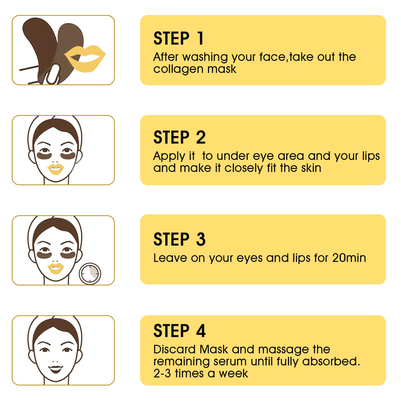 Adofect Collagen Lip & Eye Mask Set – Hydrating, Revitalizing (40 Pairs)