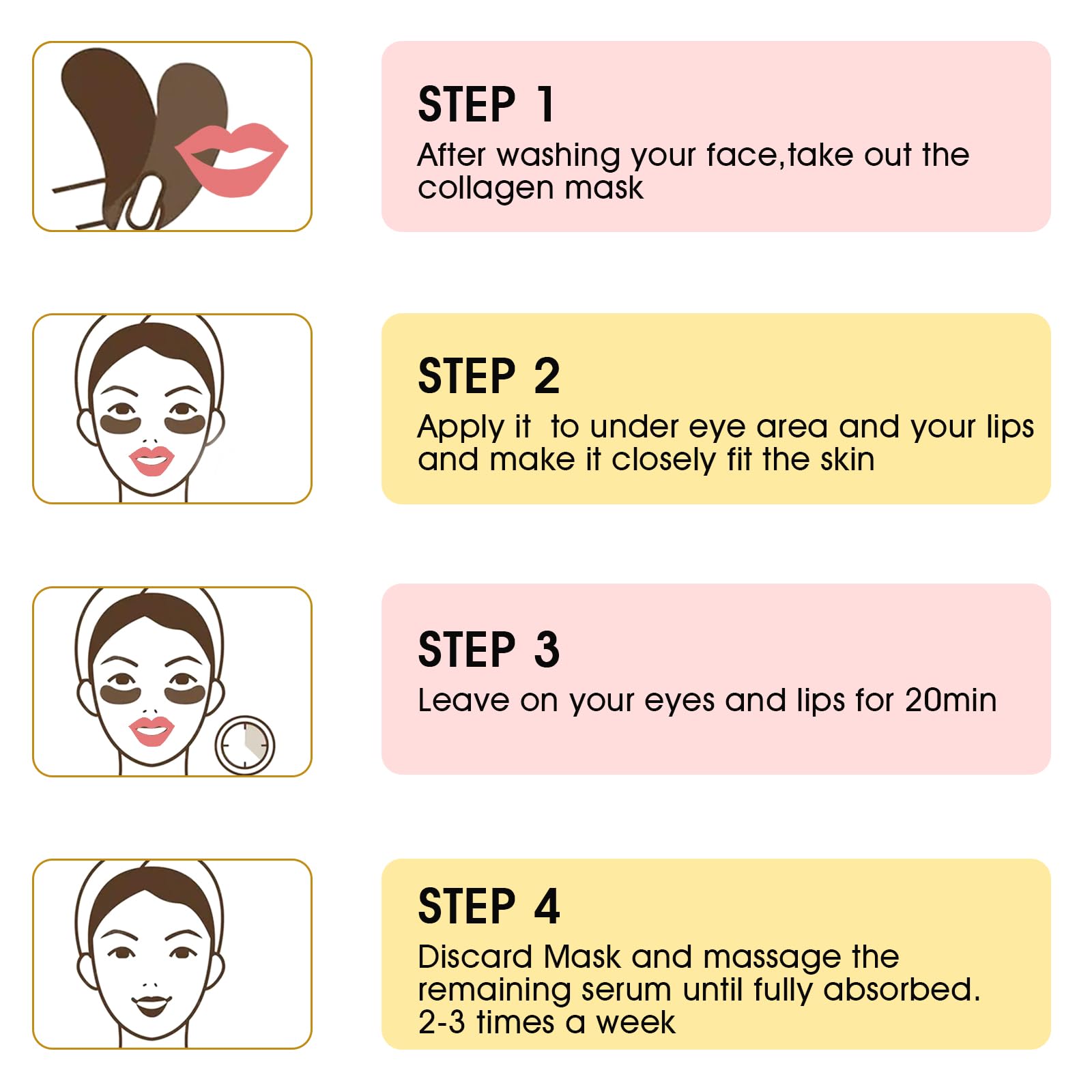 Adofect Collagen Crystal Lip Mask & 24K Gold Eye Mask Set – 40 Pairs, Hydration & Revitalization | Valentine's Day Gift
