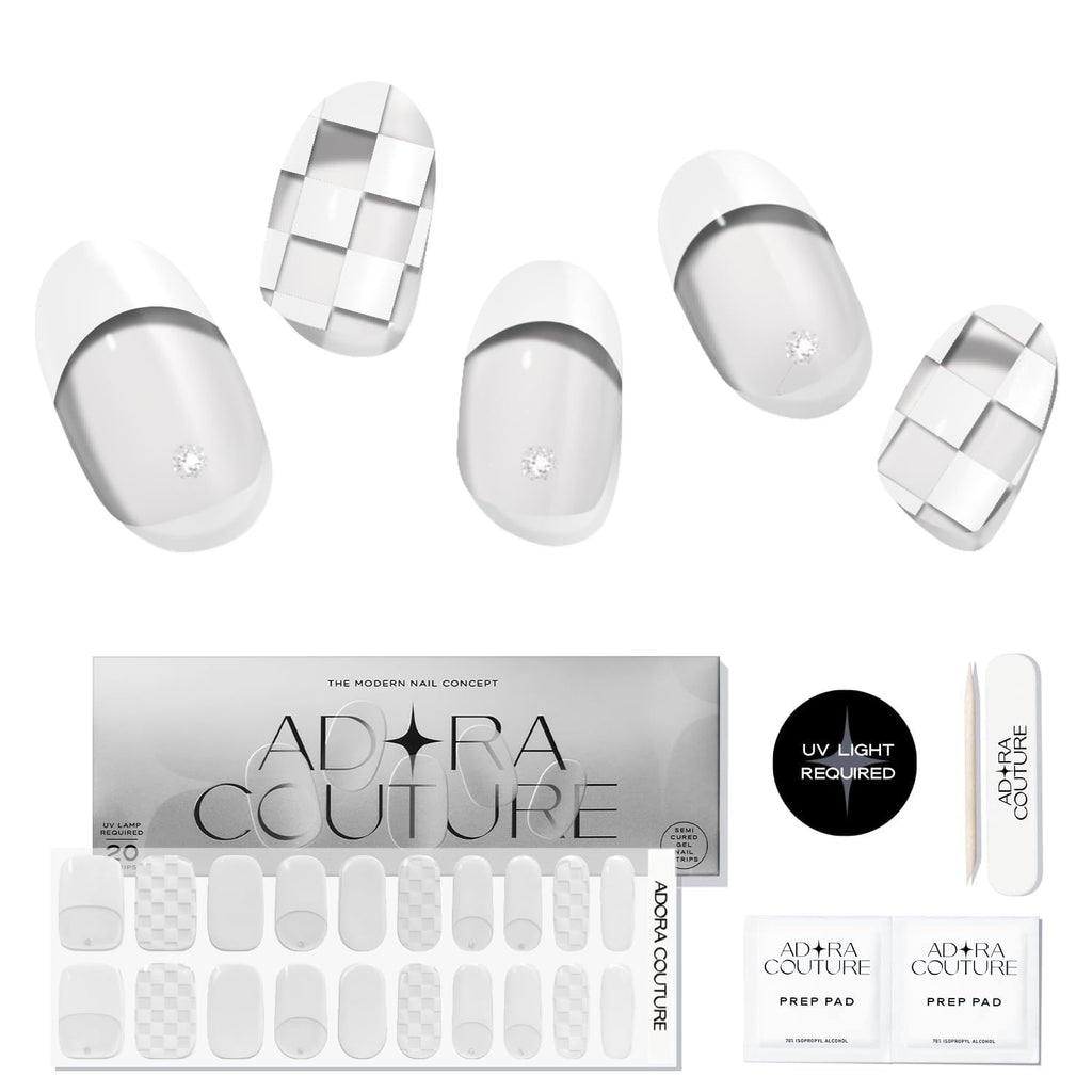 Adora Couture Semi Cured Gel Nail Strips – 20 Pcs Kit | Easy At-Home Manicure