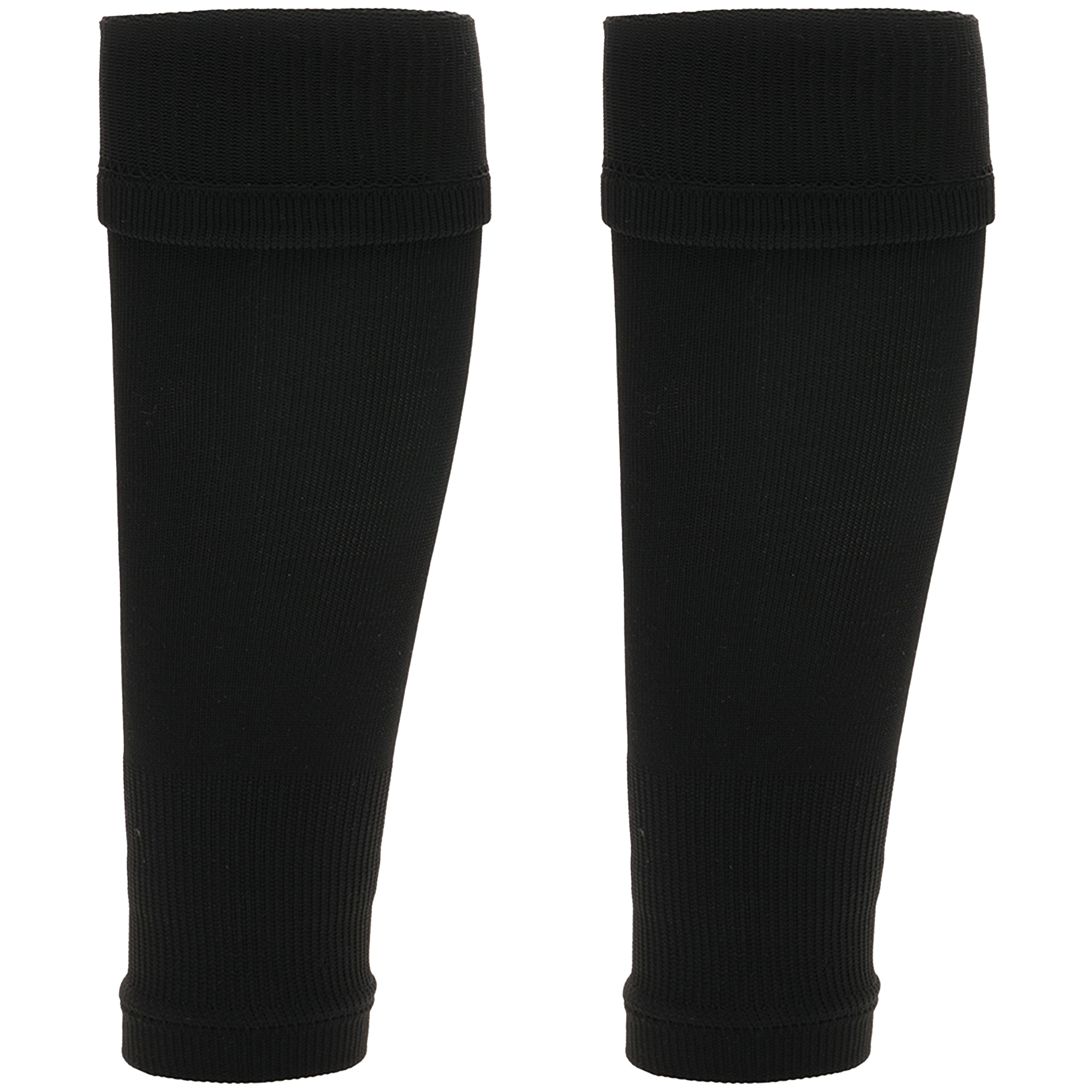 Sock Stack Adults Black Football Leg Sleeve Socks Compression Support Over Shin Pads