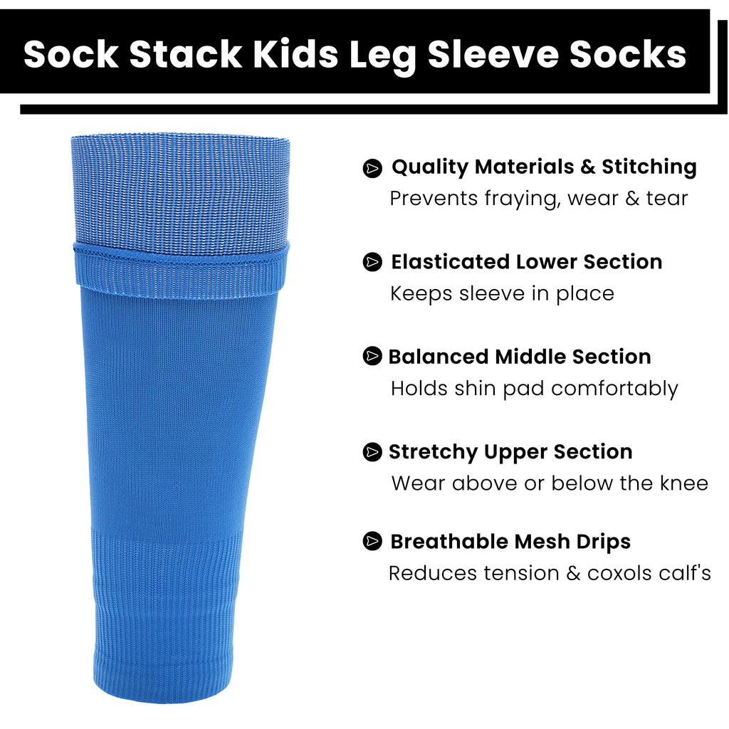 Sock Stack Adults Blue Football Leg Sleeve Socks Compression Support Breathable Fits Over