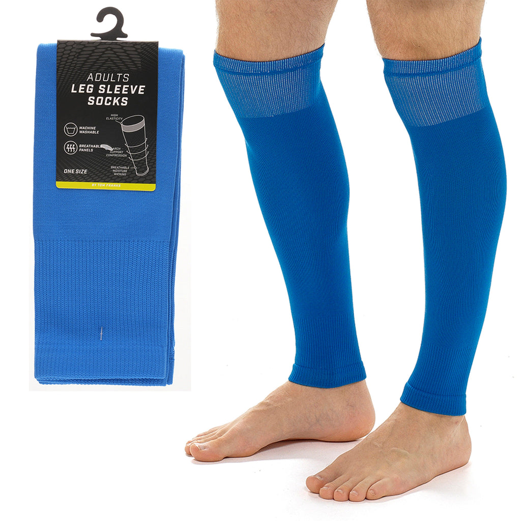 Sock Stack Adults Blue Football Leg Sleeve Socks Compression Support Breathable Fits Over