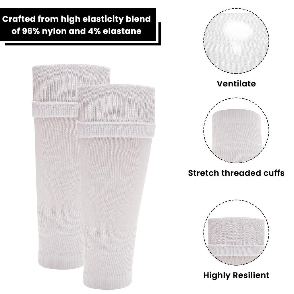 Sock Stack Adult Size White Football Leg Sleeve Socks Compression Over Shin Pads
