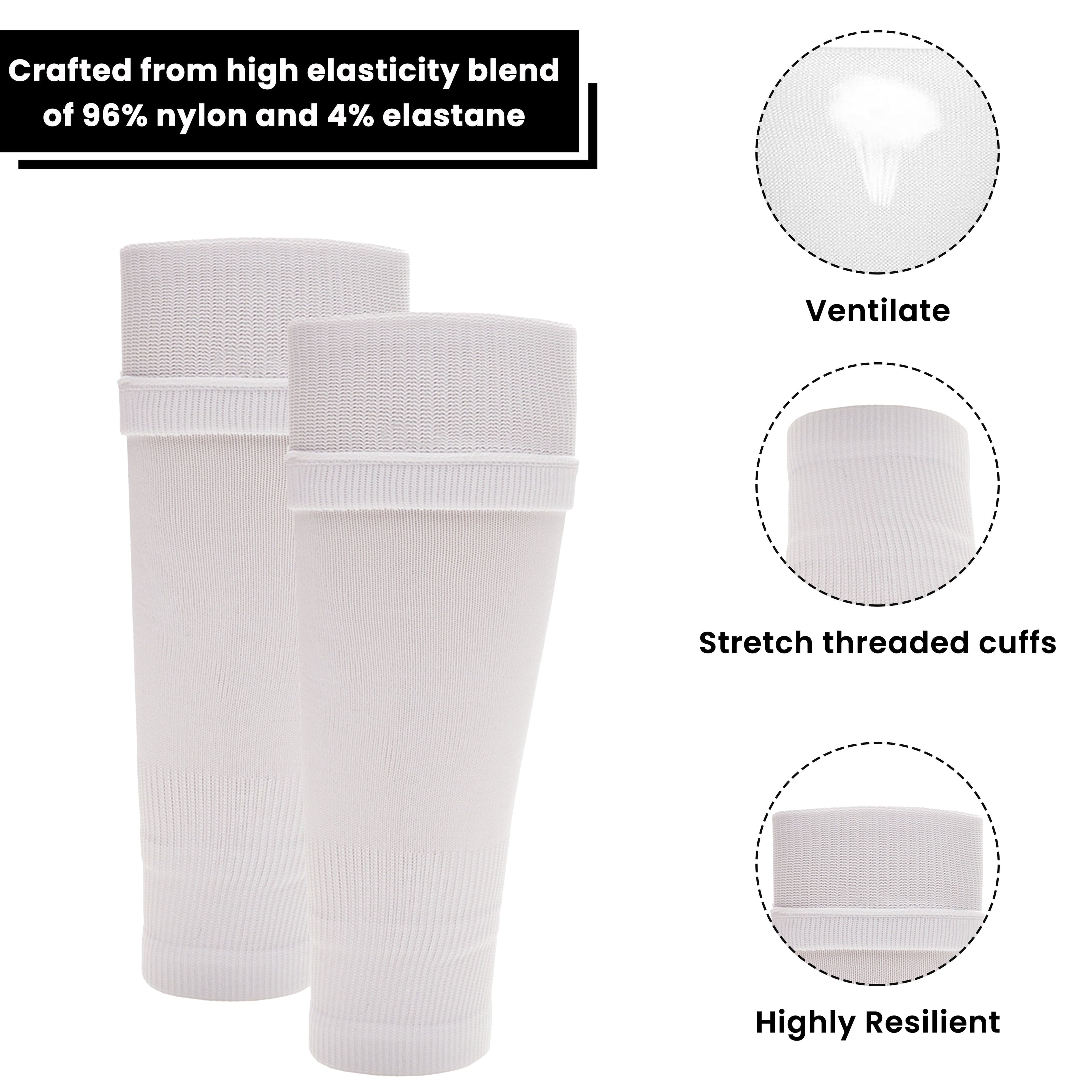Sock Stack Adult Size White Football Leg Sleeve Socks Compression Over Shin Pads