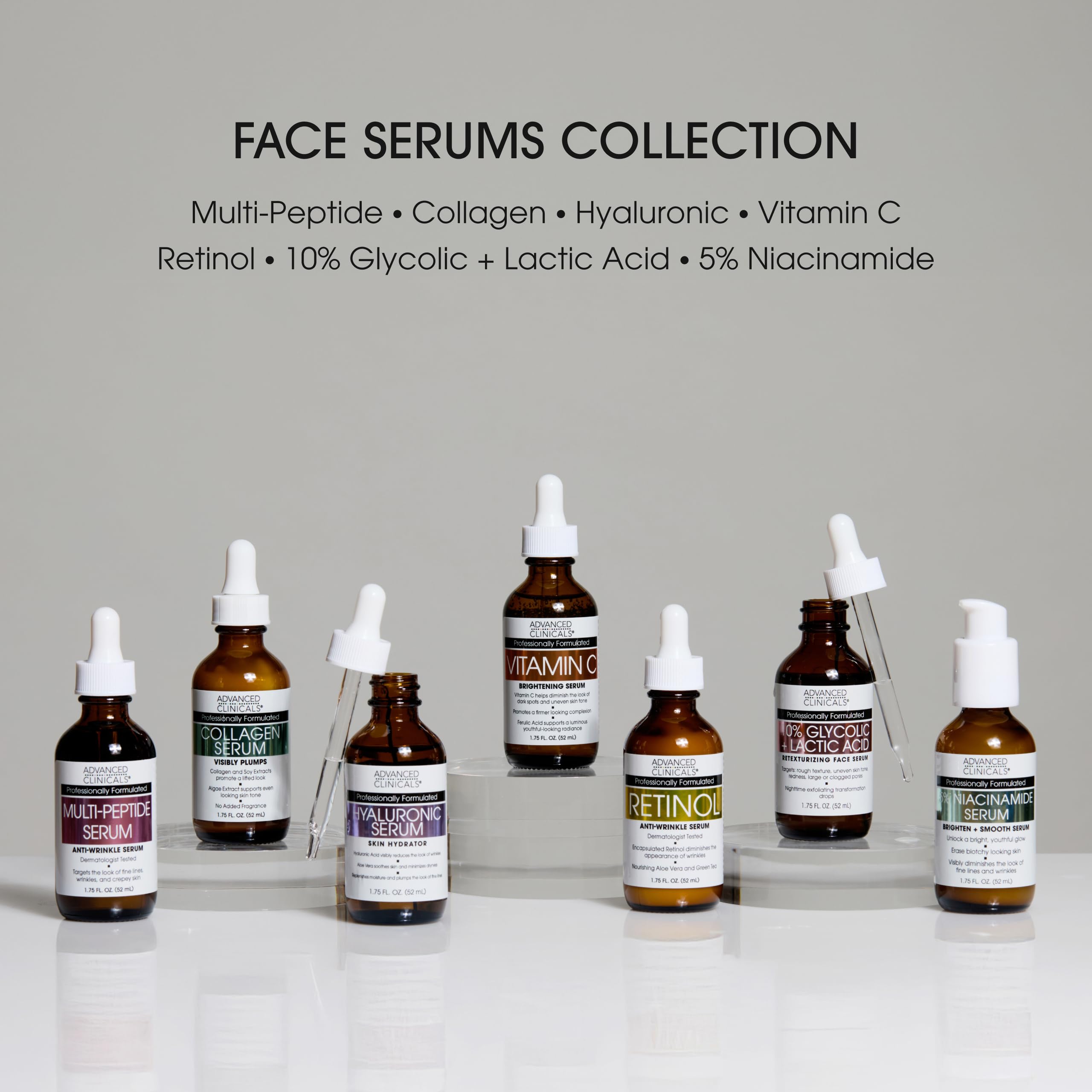 Advanced Clinicals Collagen Facial Serum + Turmeric Oil Face Serum – 2-Pack Anti-Aging Skincare Set