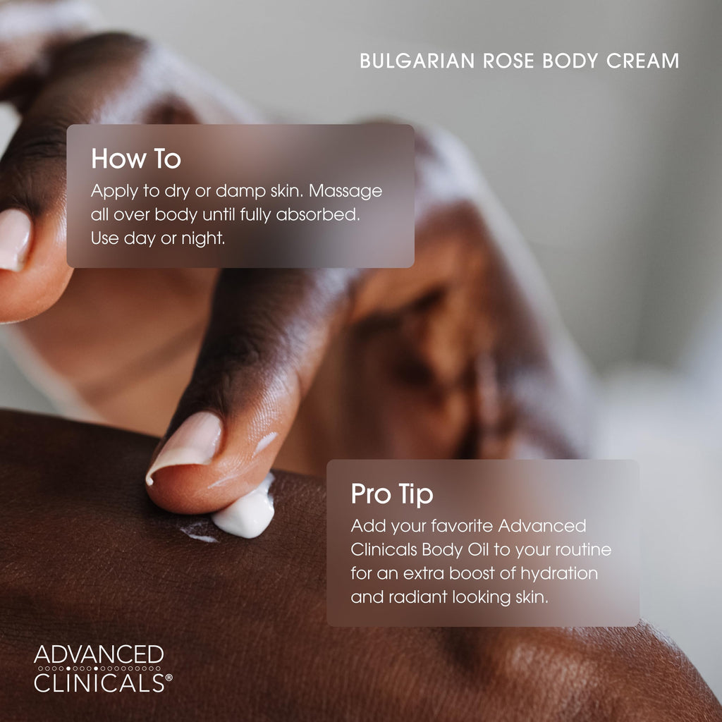 Advanced Clinicals Bulgarian Rose Lotion – Rose Scented Vitamin C Body Moisturizer (16 oz, 2-Pack)