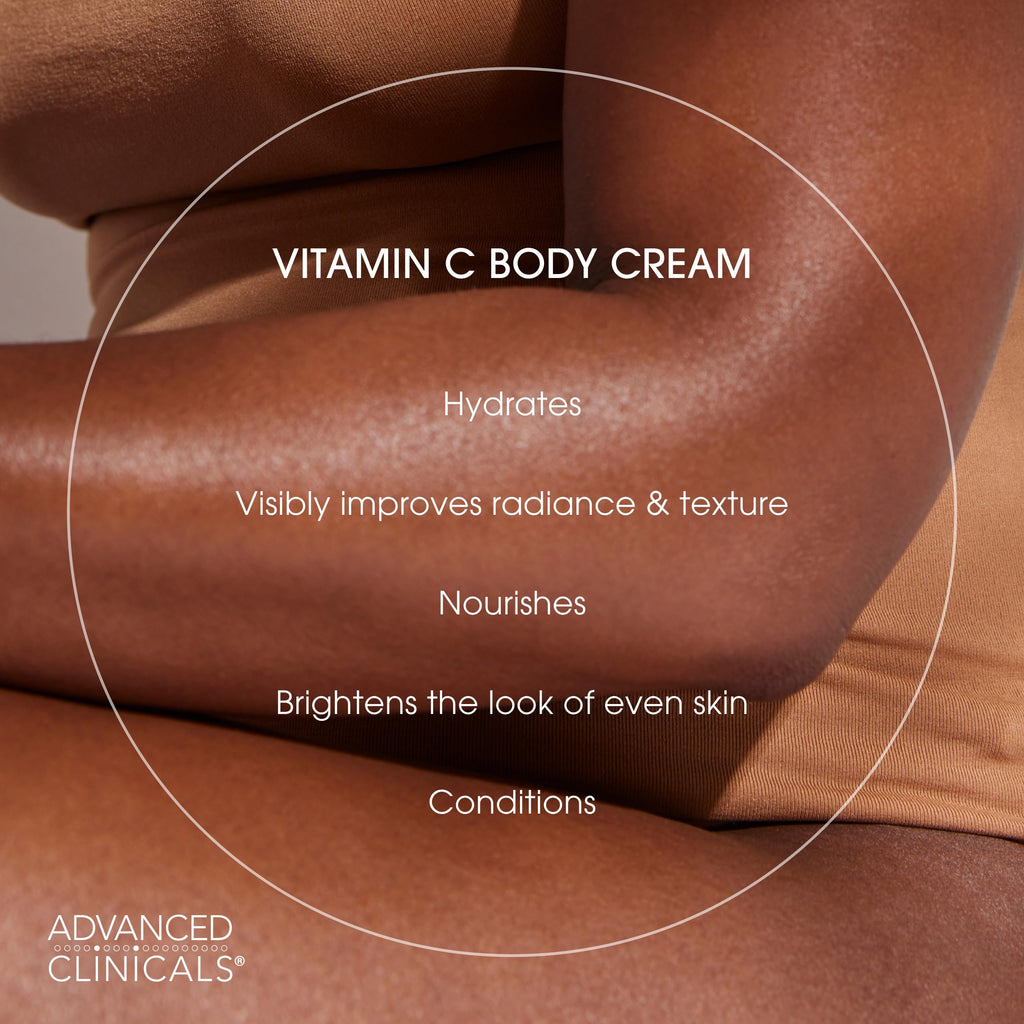 Advanced Clinicals Brightening Vitamin C Body Cream & Vitamin C Eye Cream Set – Hydrating 2pc Skin Care Bundle