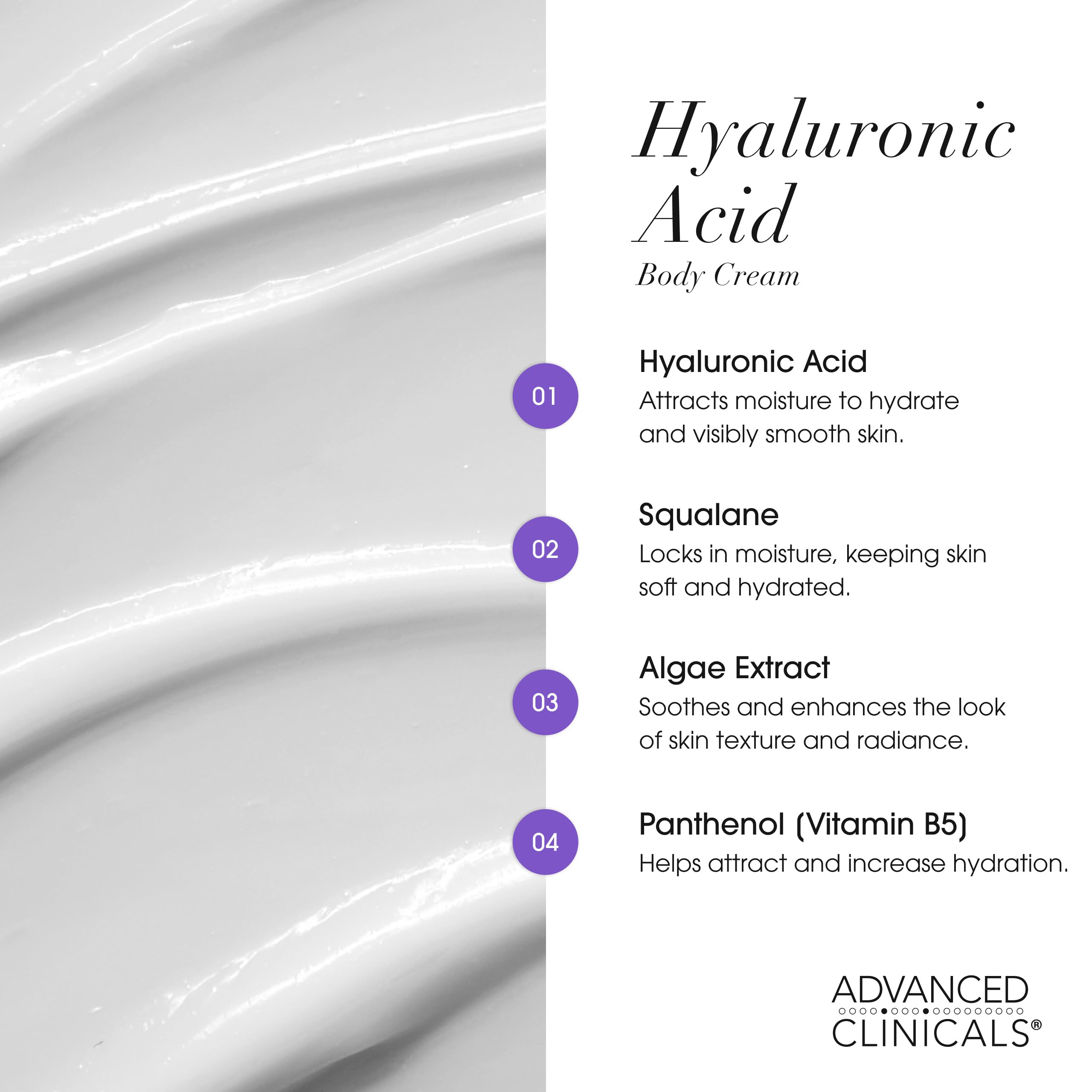 Advanced Clinicals Hyaluronic Acid Face Gel Cream + Body Cream 2pc Hydration Set