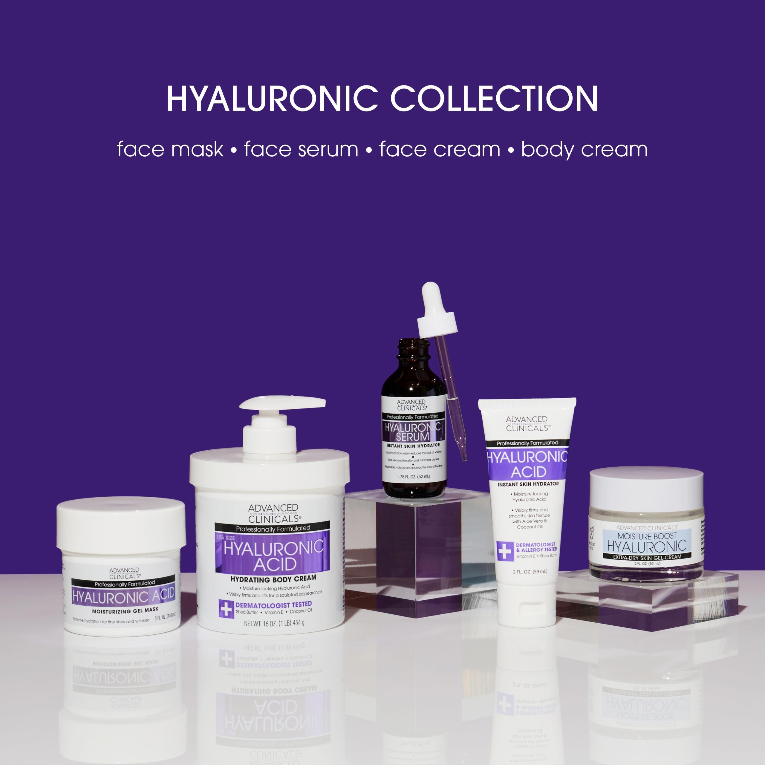 Advanced Clinicals Hyaluronic Acid Serum for Face | Hydrating Serum 2-Pack