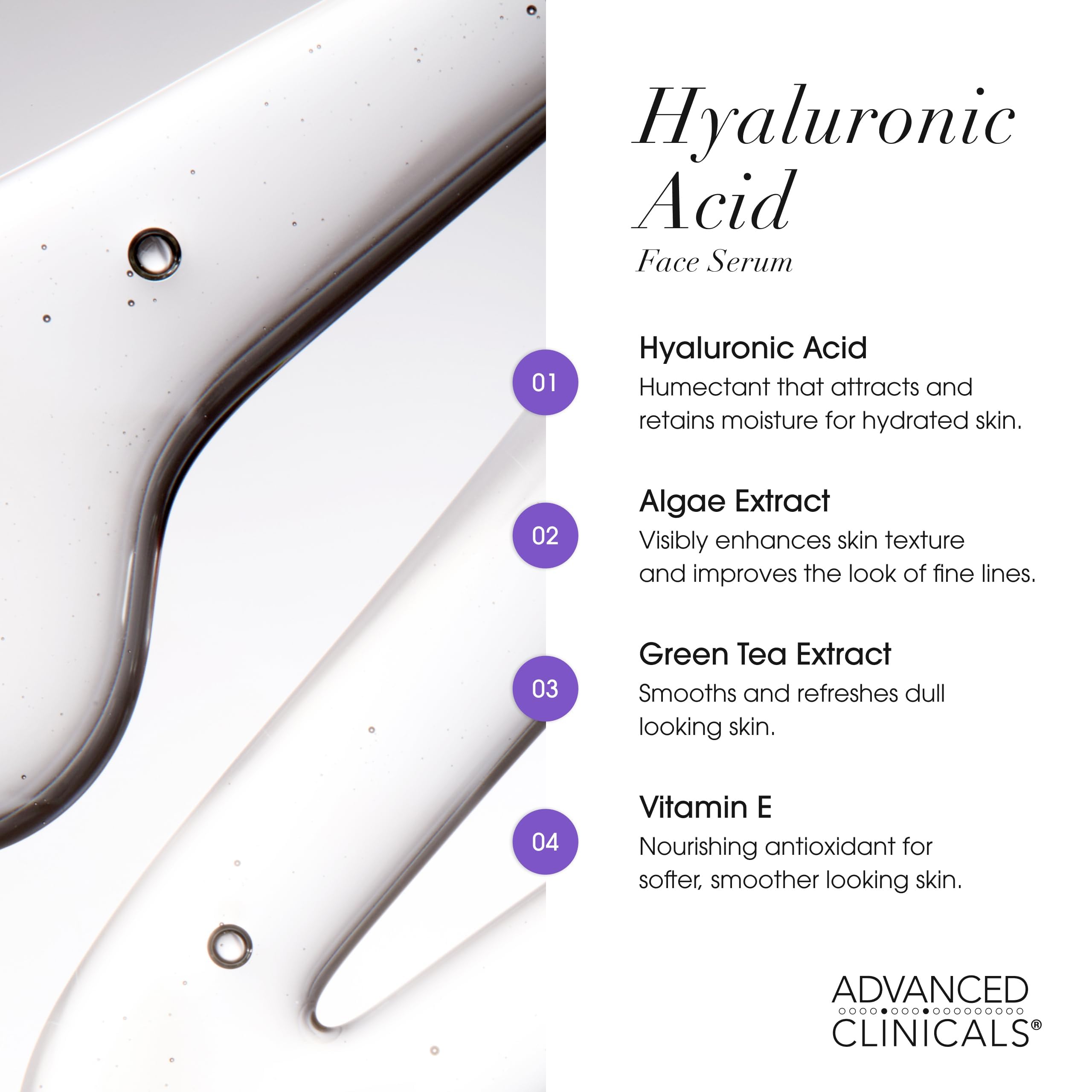 Advanced Clinicals Hyaluronic Acid Moisturizer Set – Serum + Body Cream for Hydration, Plump Skin | 2PC Bundle