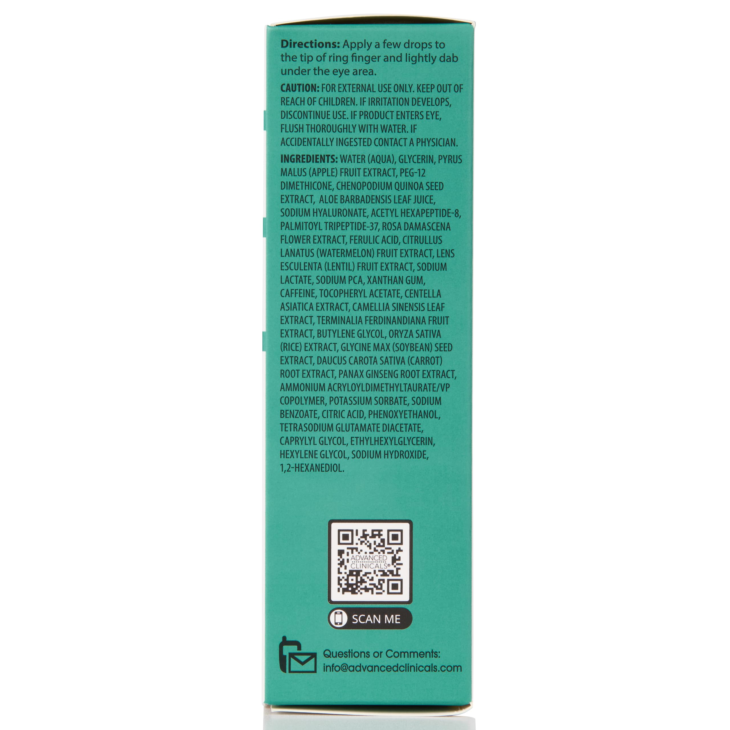 Advanced Clinicals Puffy Eye Serum – Vitamin C + Caffeine, Depuff & Brighten, 2-Pack