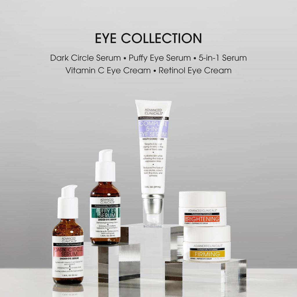 Advanced Clinicals Puffy Eye Serum – Vitamin C + Caffeine, Depuff & Brighten, 2-Pack
