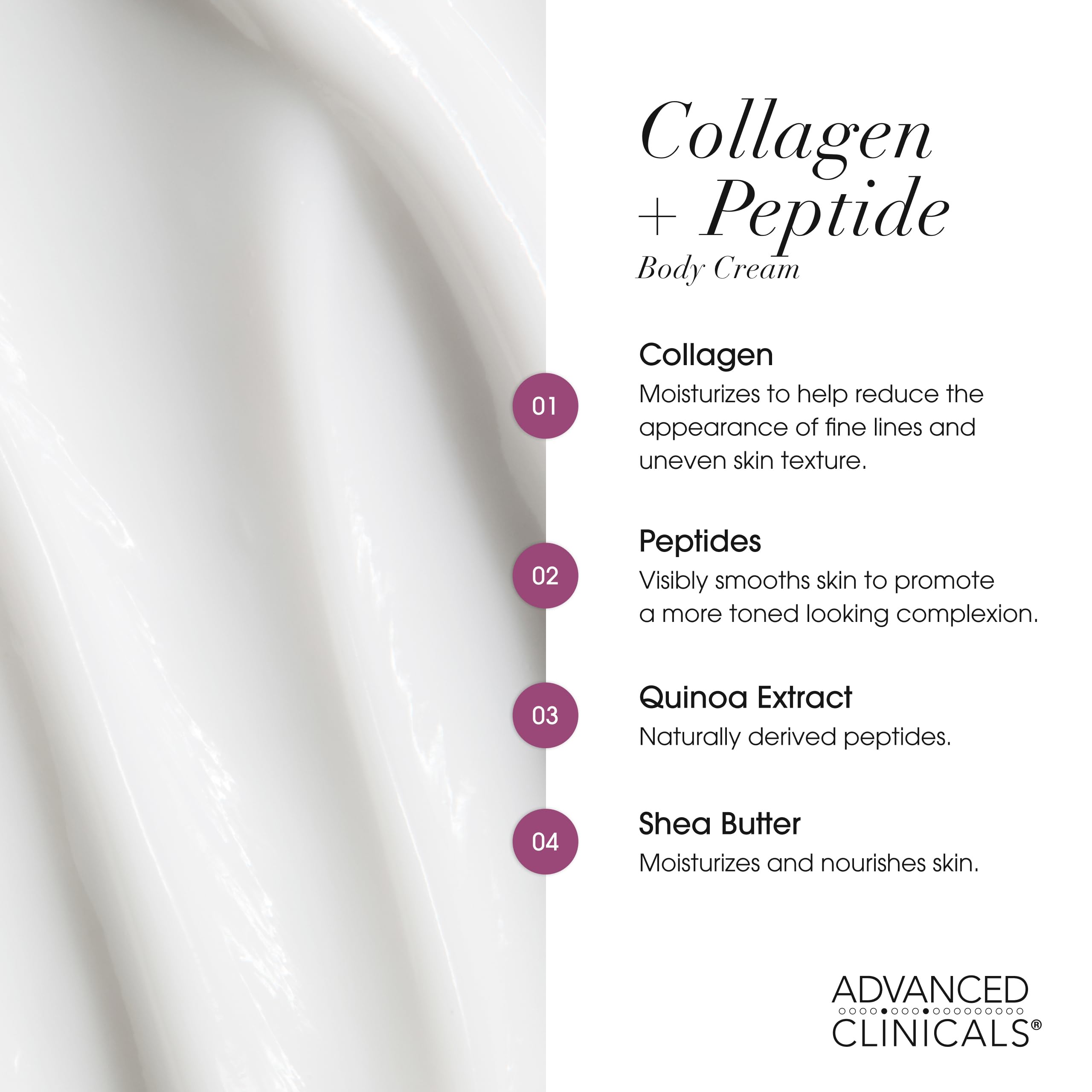 Advanced Clinicals Collagen Peptide Body Lotion and Hyaluronic Acid Moisturizer - 2pc Skincare Set