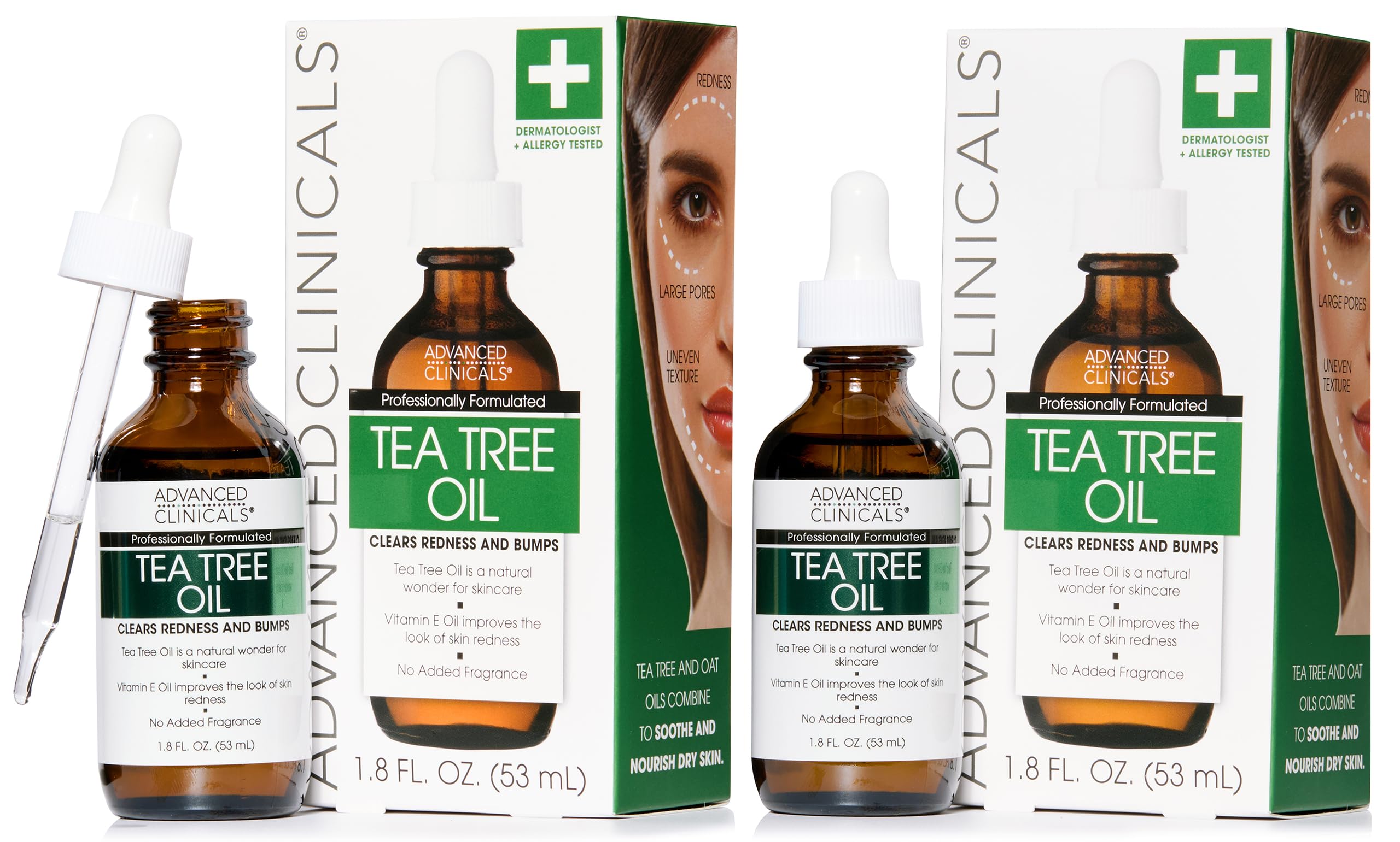 Advanced Clinicals Tea Tree Face Serum with Vitamin E – 2-Pack for Pores & Even Tone