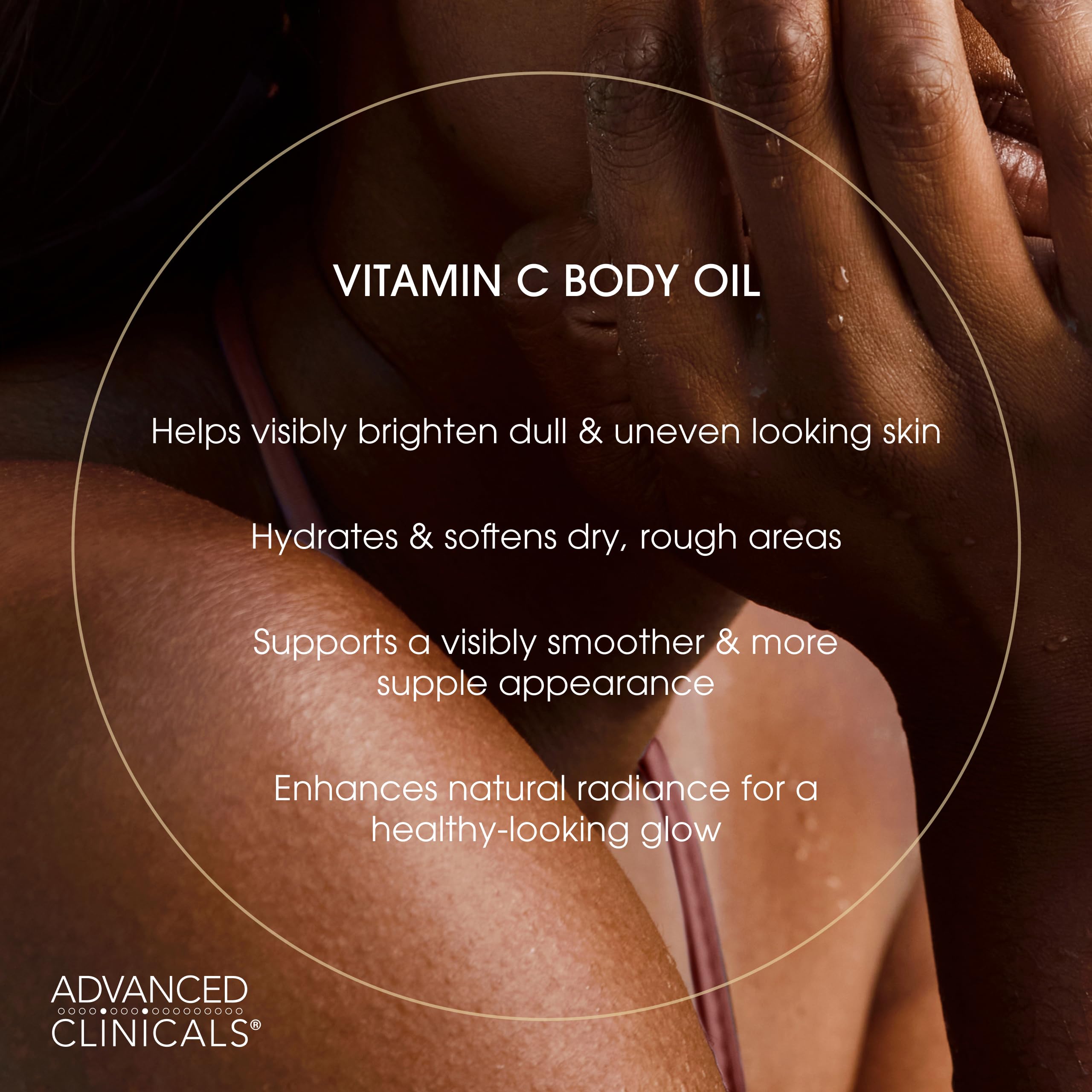 Advanced Clinicals Vitamin C Brightening Body Oil – Hydrating Glow for All Skin Types, 12 fl oz