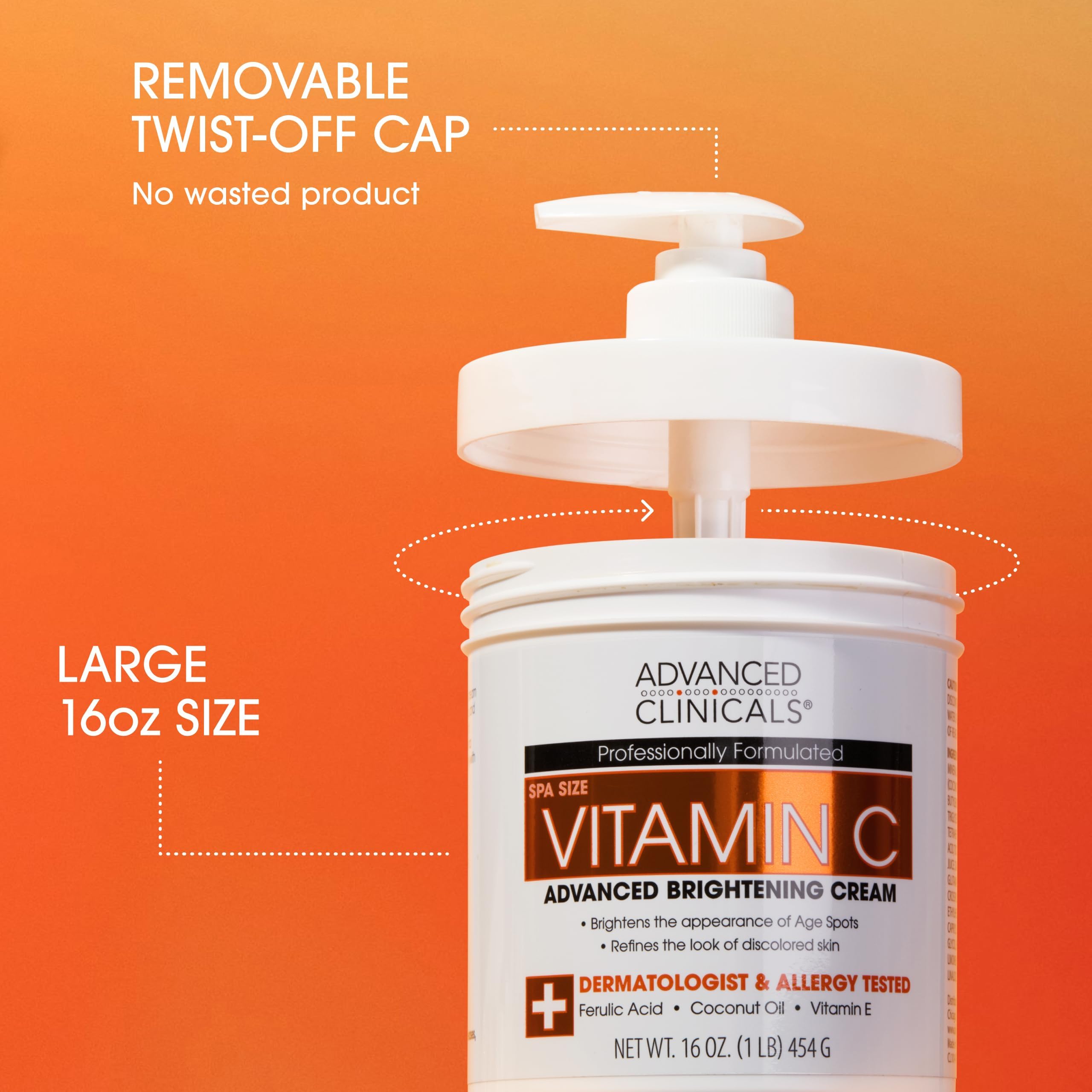 Advanced Clinicals Vitamin C Cream Body Lotion | Visibly Brightening Moisturizer, 2-Pack
