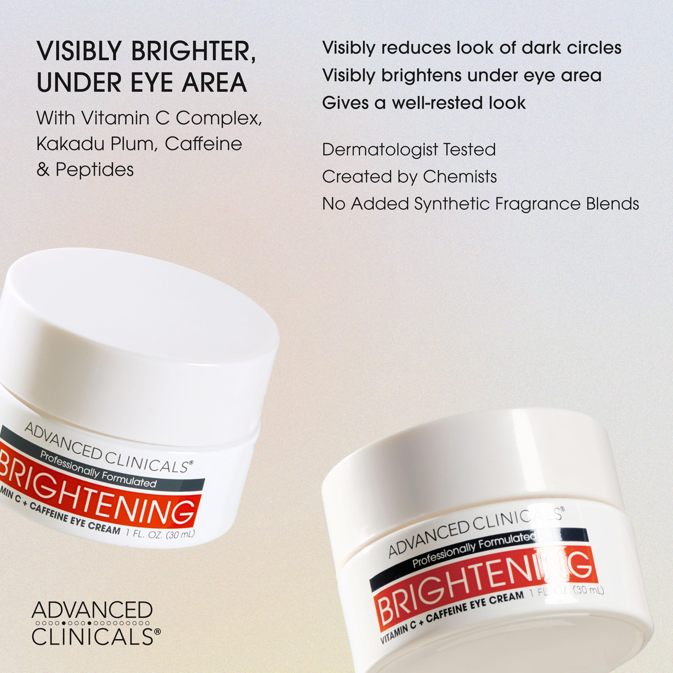 Advanced Clinicals Vitamin C + Caffeine Eye Balm | Hydrating Under Eye Cream, 1 fl oz