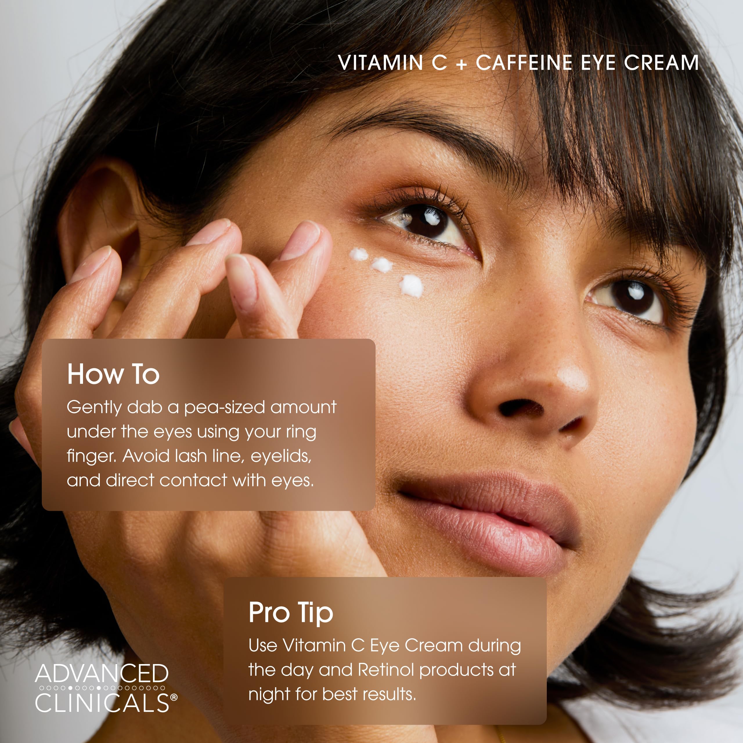 Advanced Clinicals Vitamin C + Caffeine Eye Balm | Hydrating Under Eye Cream, 1 fl oz
