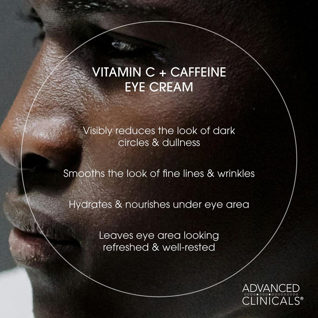Advanced Clinicals Vitamin C + Caffeine Eye Balm | Hydrating Under Eye Cream, 1 fl oz