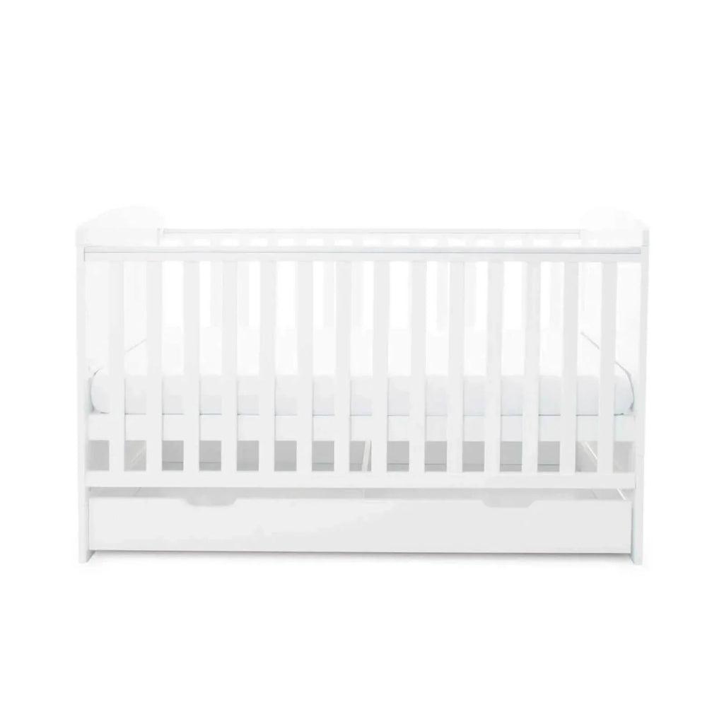 Ickle Bubba Coleby Classic Cot Bed & Under Drawer White - Fibre Mattress